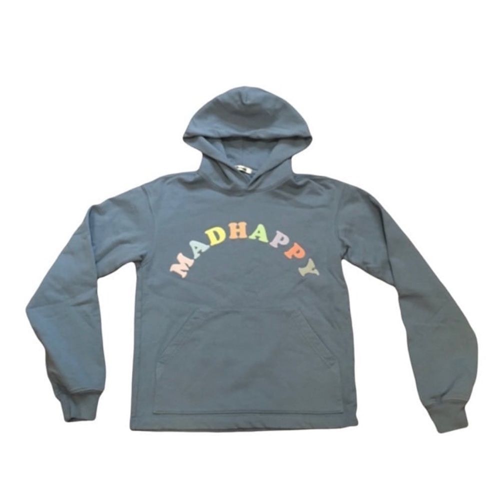 Madhappy Hoodie XS Light Blue Multi Color Puff Print logo on chest & front pouch